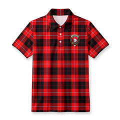Cunningham Modern Tartan Crest Birdseye Mesh Polo Shirt
