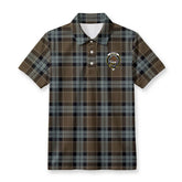 Graham of Menteith Weathered Tartan Crest Birdseye Mesh Polo Shirt