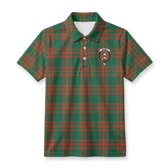 Menzies Green Ancient Tartan Crest Birdseye Mesh Polo Shirt