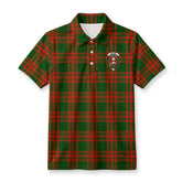 Menzies Green Modern Tartan Crest Birdseye Mesh Polo Shirt