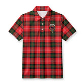 Nesbitt Modern Tartan Crest Birdseye Mesh Polo Shirt