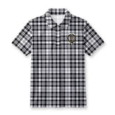 Scott Black & White Modern Tartan Crest Birdseye Mesh Polo Shirt