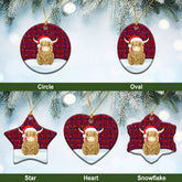 Ewing Tartan Christmas Ceramic Ornament - Highland Cows Style