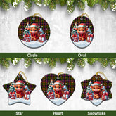 Cochrane Modern Tartan Christmas Ceramic Ornament - Highland Cow Winter Style