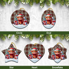 Cunningham Burgundy Dancers Tartan Christmas Ceramic Ornament - Highland Cow Winter Style