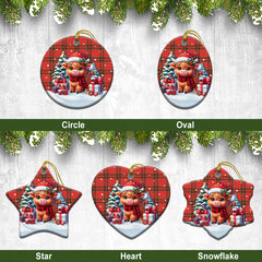 Grant Weathered Tartan Christmas Ceramic Ornament - Highland Cow Winter Style