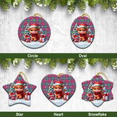 Lindsay Ancient Tartan Christmas Ceramic Ornament - Highland Cow Winter Style
