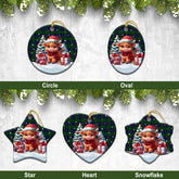 Lockhart Modern Tartan Christmas Ceramic Ornament - Highland Cow Winter Style