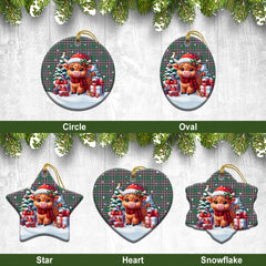 MacFarlane Hunting Ancient Tartan Christmas Ceramic Ornament - Highland Cow Winter Style