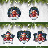 MacInnes Modern Tartan Christmas Ceramic Ornament - Highland Cow Winter Style