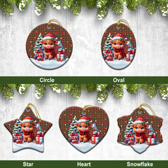 MacIntosh Hunting Weathered Tartan Christmas Ceramic Ornament - Highland Cow Winter Style