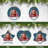 MacLeod of Harris Ancient Tartan Christmas Ceramic Ornament - Highland Cow Winter Style