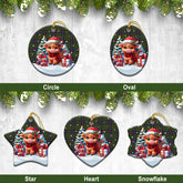 MacMillan Hunting Modern Tartan Christmas Ceramic Ornament - Highland Cow Winter Style