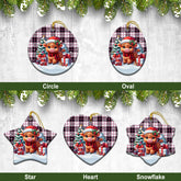 MacPherson Hunting Modern Tartan Christmas Ceramic Ornament - Highland Cow Winter Style