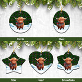 McAlpine Modern Tartan Christmas Ceramic Ornament - Highland Cows Snow Style