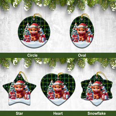 McArthur Modern Tartan Christmas Ceramic Ornament - Highland Cow Winter Style