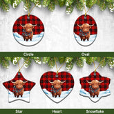 McLeod of Raasay Tartan Christmas Ceramic Ornament - Highland Cows Snow Style