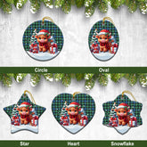 Mowat Ancient Tartan Christmas Ceramic Ornament - Highland Cow Winter Style