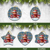 Napier Ancient Tartan Christmas Ceramic Ornament - Highland Cow Winter Style