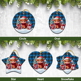 Ramsay Blue Ancient Tartan Christmas Ceramic Ornament - Highland Cow Winter Style