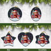 Rose Hunting Modern Tartan Christmas Ceramic Ornament - Highland Cow Winter Style