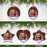 Skene Modern Tartan Christmas Ceramic Ornament - Highland Cow Winter Style