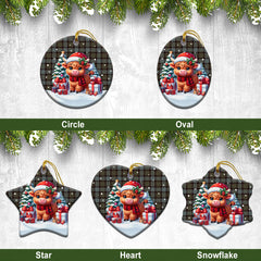 Stewart Old Weathered Tartan Christmas Ceramic Ornament - Highland Cow Winter Style