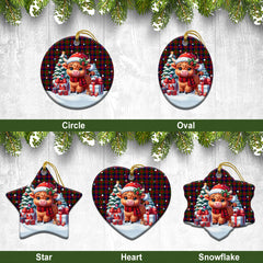 Tennant Tartan Christmas Ceramic Ornament - Highland Cow Winter Style