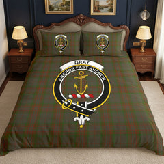 Gray Tartan Crest Bedding Set