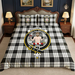 MacFarlane Black - White Tartan Crest Bedding Set