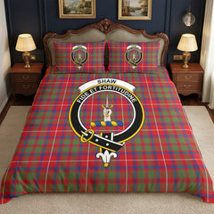 Shaw Red Modern Tartan Crest Bedding Set