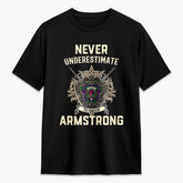 Armstrong Modern Tartan Crest 2D T-shirt - Never Underestimate Style
