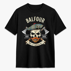 Balfour Blue Tartan Crest 2D T-shirt - Alba Skull Style