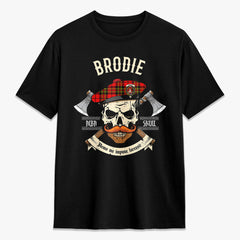 Brodie Modern Tartan Crest 2D T-shirt - Alba Skull Style