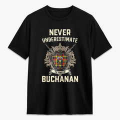 Buchanan Modern Tartan Crest 2D T-shirt - Never Underestimate Style
