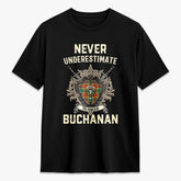 Buchanan Old Sett Tartan Crest 2D T-shirt - Never Underestimate Style