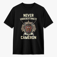Cameron of Lochiel Ancient Tartan Crest 2D T-shirt - Never Underestimate Style