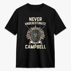 Campbell Argyll Modern Tartan Crest 2D T-shirt - Never Underestimate Style