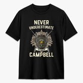 Campbell Argyll Weathered Tartan Crest 2D T-shirt - Never Underestimate Style