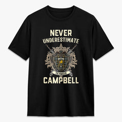 Campbell Argyll Weathered Tartan Crest 2D T-shirt - Never Underestimate Style