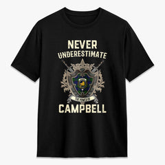 Campbell Modern Tartan Crest 2D T-shirt - Never Underestimate Style