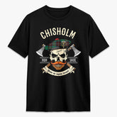 Chisholm Hunting Ancient Tartan Crest 2D T-shirt - Alba Skull Style