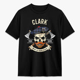 Clark Modern Tartan Crest 2D T-shirt - Alba Skull Style