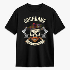 Cochrane Modern Tartan Crest 2D T-shirt - Alba Skull Style