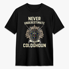 Colquhoun Modern Tartan Crest 2D T-shirt - Never Underestimate Style