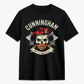Cunningham Modern Tartan Crest 2D T-shirt - Alba Skull Style