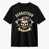 Dennistoun Tartan Crest 2D T-shirt - Alba Skull Style