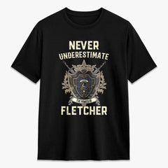 Fletcher of Dunans Tartan Crest 2D T-shirt - Never Underestimate Style