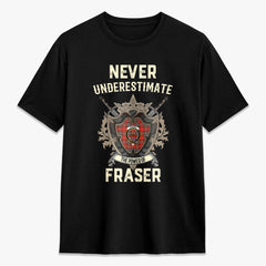 Fraser (of Lovat) Weathered Tartan Crest 2D T-shirt - Never Underestimate Style