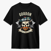Gordon Dress Ancient Tartan Crest 2D T-shirt - Alba Skull Style